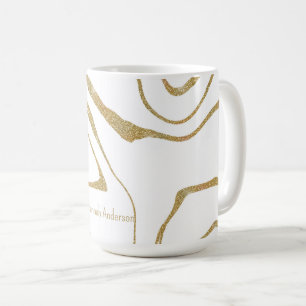 Modern abstrakt Vätskevrol White Guld Kaffemugg