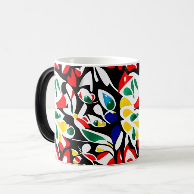 Modern Abstrakt Vatten droppar | Vibrant Geometric Magisk Mugg (Framsida vänster)