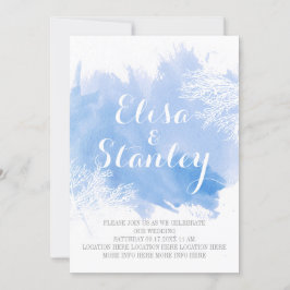 Modern abstrakt vattenfärgkorallrev blå bröllop inbjudningar