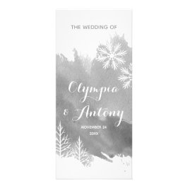 Modern abstrakt vattenfärgsbröllopsprogram grått reklamkort