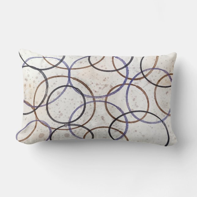 modern abstrakt vattenfärgscirklar lumbarkudde (Framsida)