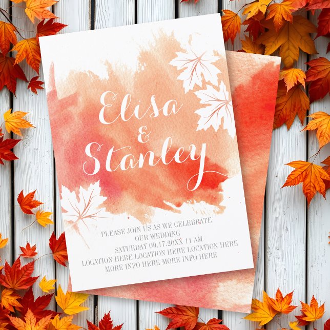 Modern abstrakt vattenfärgskorallpersika bröllop inbjudningar (Skapare uppladdad)