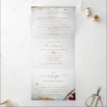 Modern Abstrakt Vin Red & Guld Winter Wedand<br><div class="desc">Modern Abstrakt Etheral Watercolor Vin Red & Guld Winter Tri-Fold bröllopsinbjudningar. Den här moderna bröllopsinbjudan innehåller alla alternativ du behöver i en design. OSA kort, information, par foto, bröllopsinbjudan, allt i ett! Det är vackert att ha en handmålning med rik färg som är perfekt för vintern. Visas i Palettvägen Vin...</div>