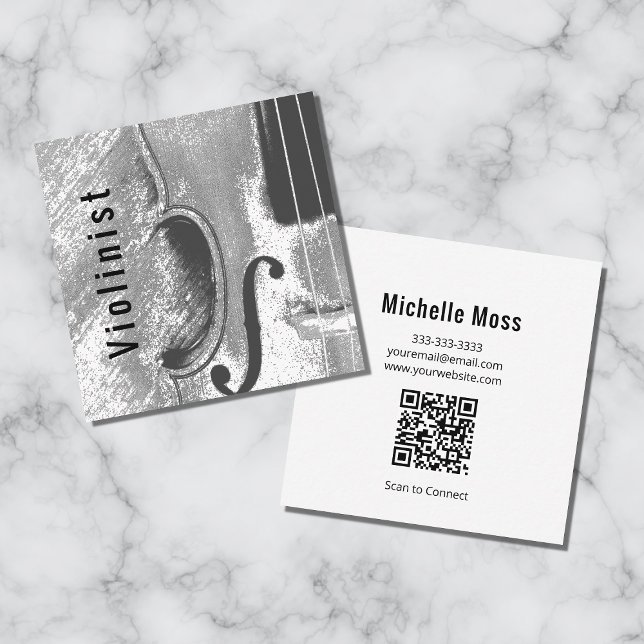 Modern Abstrakt Violin QR-kod Fyrkantigt Visitkort (Skapare uppladdad)