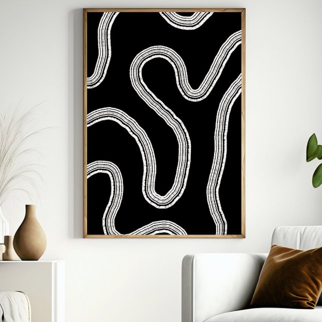 Modern Abstrakt Wall Art Black and White Poster (Skapare uppladdad)