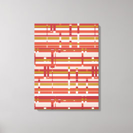 Modern Abstrakt Wall Art Pastel Red Grönt Rand Canvastryck