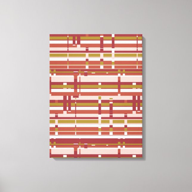 Modern Abstrakt Wall Art Pastel Red Grönt Rand Canvastryck (Framsida)