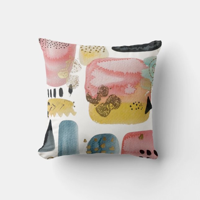 Modern Abstrakt Watercolor Cushion Kudde (Framsida)