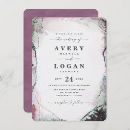 Modern Abstrakt Watercolor Light Lila Bröllop Inbjudningar