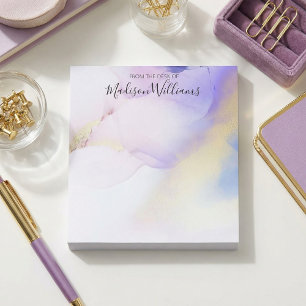Modern Abstrakt Watercolor Lila Guld Namn Anteckningsblock