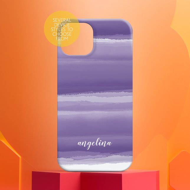 Modern Abstrakt Watercolor Lila-skript Namn (Personalized Phone Case - Add Custom Text)