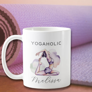 Modern Abstrakt Watercolor Lila Yoga Pose Kaffemugg