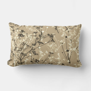 Modern Abstrakt Wildblomme Beige Brown Lumbarkudde