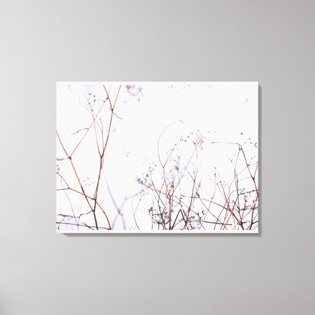 Modern Abstrakt Winter Wildblommor i Snö Canvastryck (Framsida)