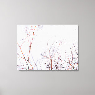 Modern Abstrakt Winter Wildblommor i Snö Canvastryck
