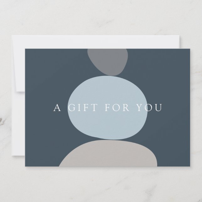 Modern Abstrakt Zen Stones Blue Logotyp Gift Card Anteckningskort (Framsida)