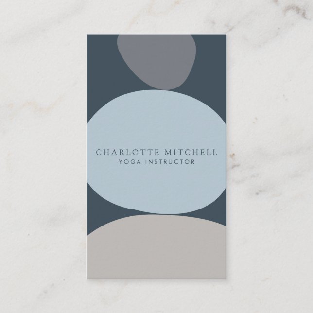 Modern Abstrakt Zen Stones Blue Logotyp Yoga, mass Visitkort (Framsida)