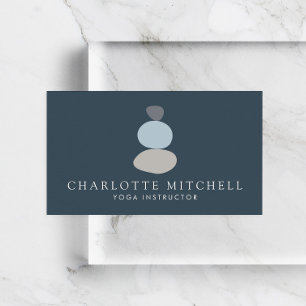 Modern Abstrakt Zen Stones Blue Logotyp Yoga, mass Visitkort