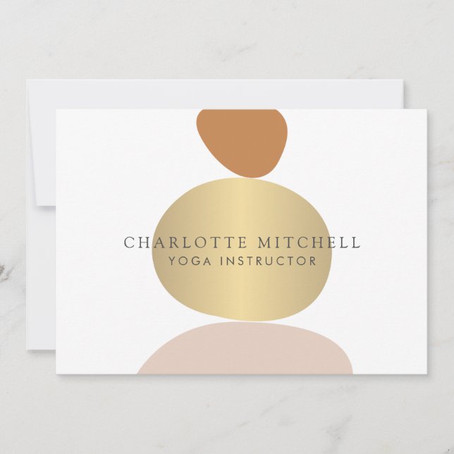 Modern Abstrakt Zen Stones Guld Logotyp Anteckningskort (Framsida)