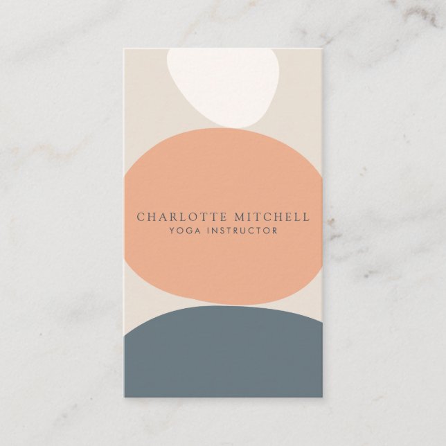 Modern Abstrakt Zen Stones Peach/Blue Logotyp Yoga Visitkort (Framsida)