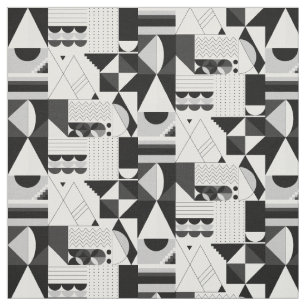 Modern, Abstrakterna, geometriska, svarta, vita fo Tyg