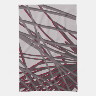 Modern abstraktgrått och Burgundy design Kökshandduk
