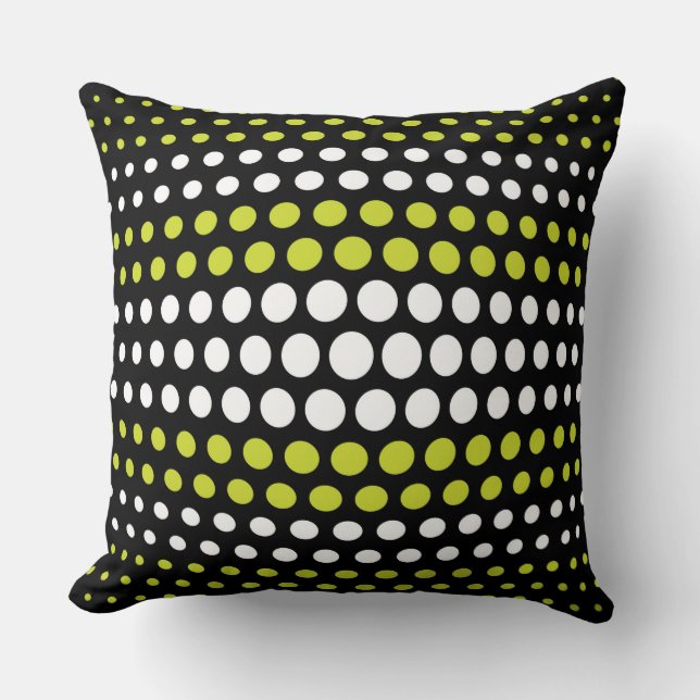 Modern Acid grönt & White Polka dots Mönster Kudde (Framsida)