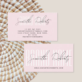 Modern add brand namn elegant ljus rosa visitkort