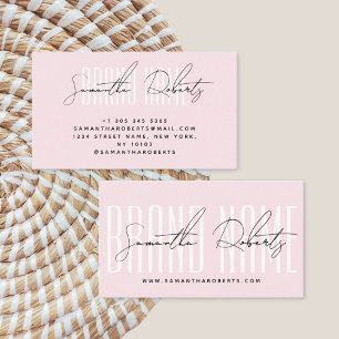 Modern add brand namn elegant ljus rosa visitkort