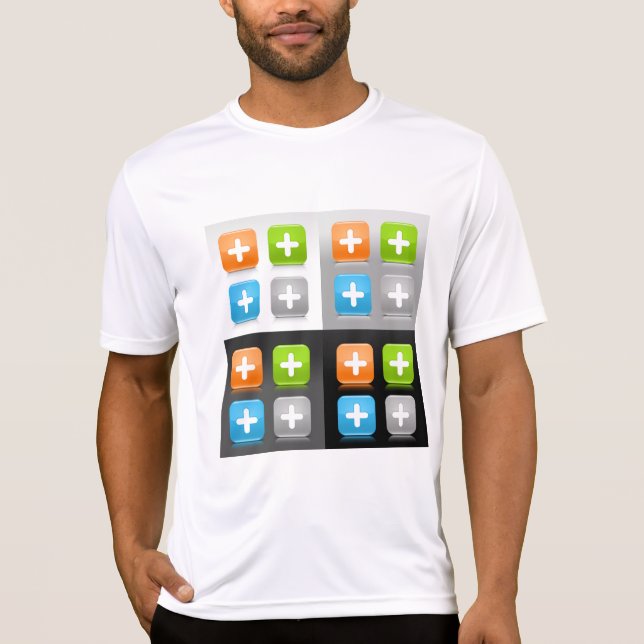 Modern Addition Math Symbol Shiny Glassy Icons T Shirt (Framsida)