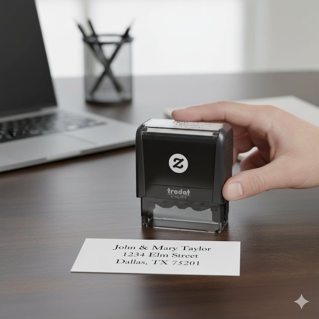 Modern Adress-självinkningsdesign för Frimärke Självfärgande Stämpel (Modern Family Address Self Inking Stamp Design)