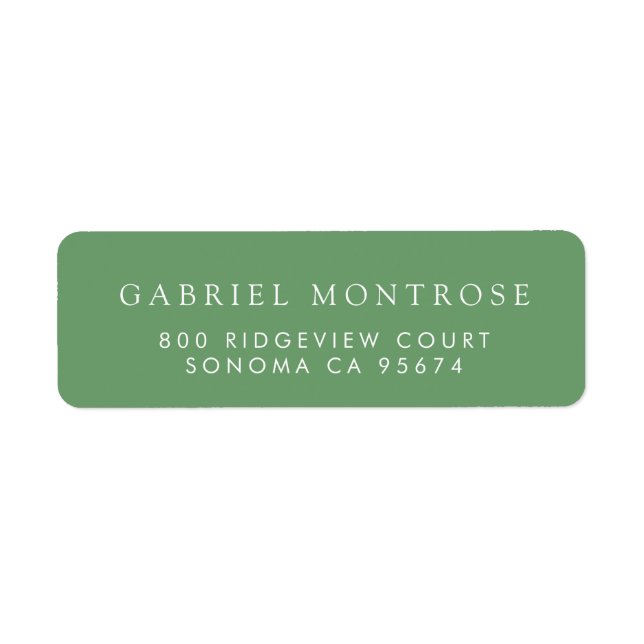 Modern adressetikett för svart, minimalistisk Grön Returadress Etikett (Framsidan)
