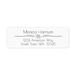Modern adressetikett för svart och vit Blommigt Returadress Etikett