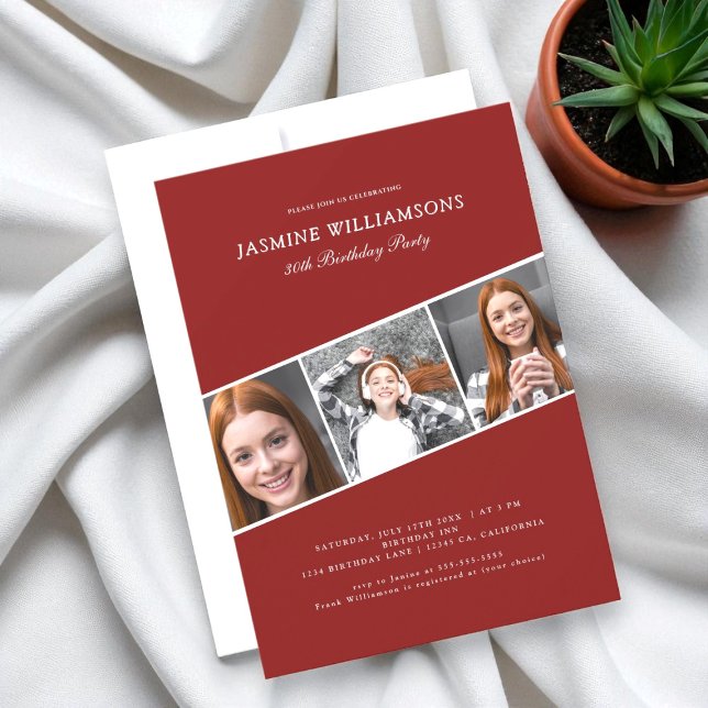 Modern  adult photo collage  birthday party Inbjudningar (Skapare uppladdad)