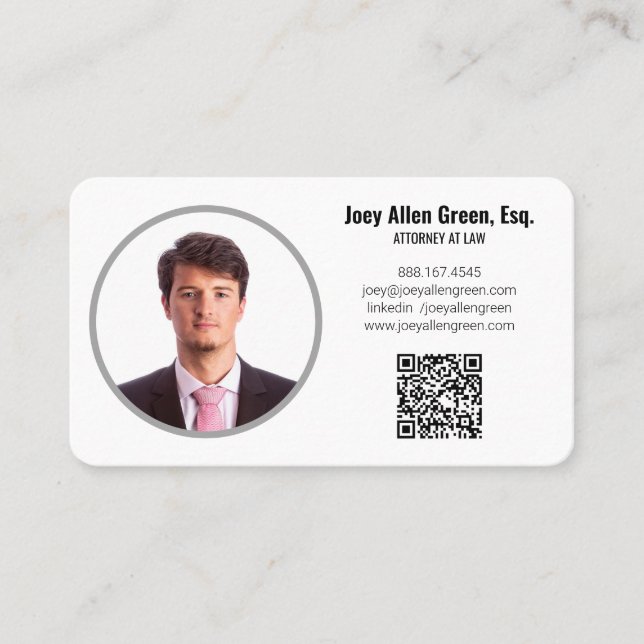 Modern Advokat Foto QR Kod Jurist Visitkort (Framsida)