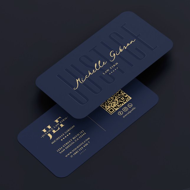 Modern advokat Law Firm Monogram Navy Blue Visitkort (Modern Lawyer Attorney Law Firm Monogram Navy Blue Business Card
)