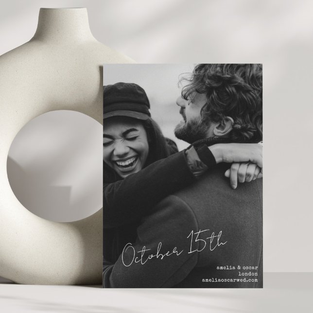 Modern Aesthetic Black and White Wedding Spara Datumet (Skapare uppladdad)