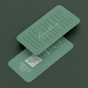 Modern Aesthetic Cosmetic Dusty Teal Beautician Visitkort