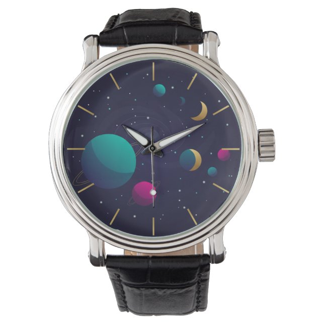 Modern Aesthetic Nebula Space Art Wrist Watch Armbandsur (Framsida)