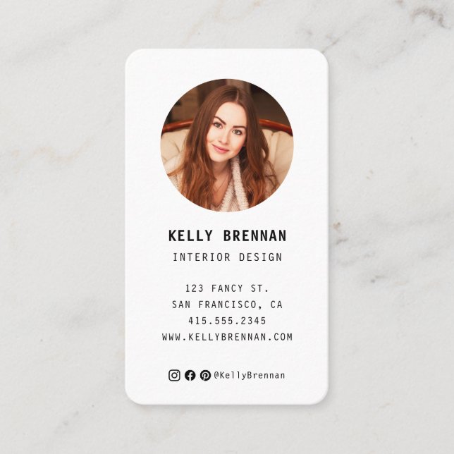 Modern Affärskort med Photo and Social Media Visitkort (Framsida)