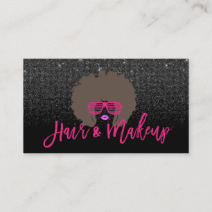 Modern Aforo Hair Girl Shock rosa Black Glitter Sa Visitkort