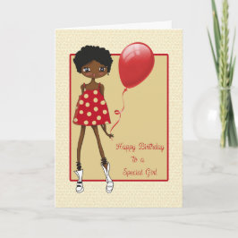 Modern African American Girl, födelsedag Kort