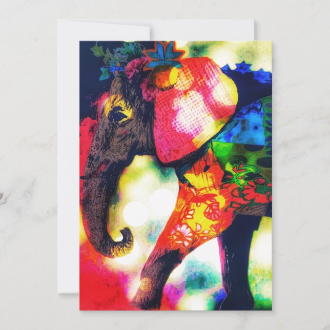 Modern African Elephant Pop Art Contemporary Julkort (Framsida)