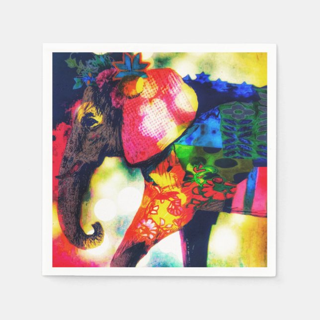 Modern African Elephant Pop Art Contemporary Pappersservett (Framsidan)