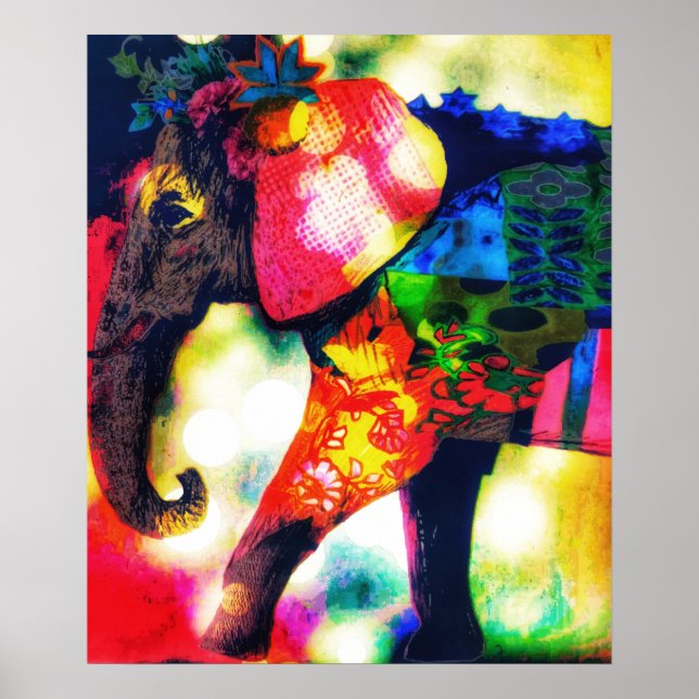 Modern African Elephant Pop Art Contemporary Poster (Framsidan)