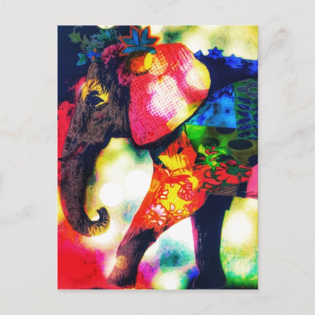 Modern African Elephant Pop Art Contemporary Vykort (Framsida)