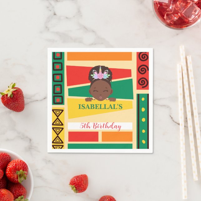 Modern afrikansk afroamerikansk flickors födelseda pappersservett (Insitu)