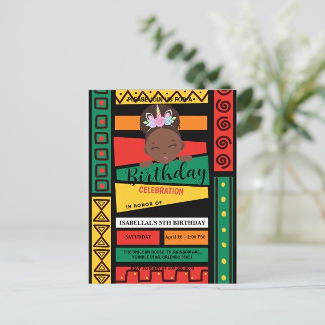 Modern afrikansk afroamerikansk flickors födelseda vykort (Stående Fram)