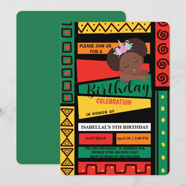 Modern afrikansk amerikan flick kalas inbjudningar (Fram/baksida)