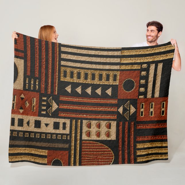 Modern afrikansk geometrisk Sherpafilt dekor Fleecefilt (På plats)